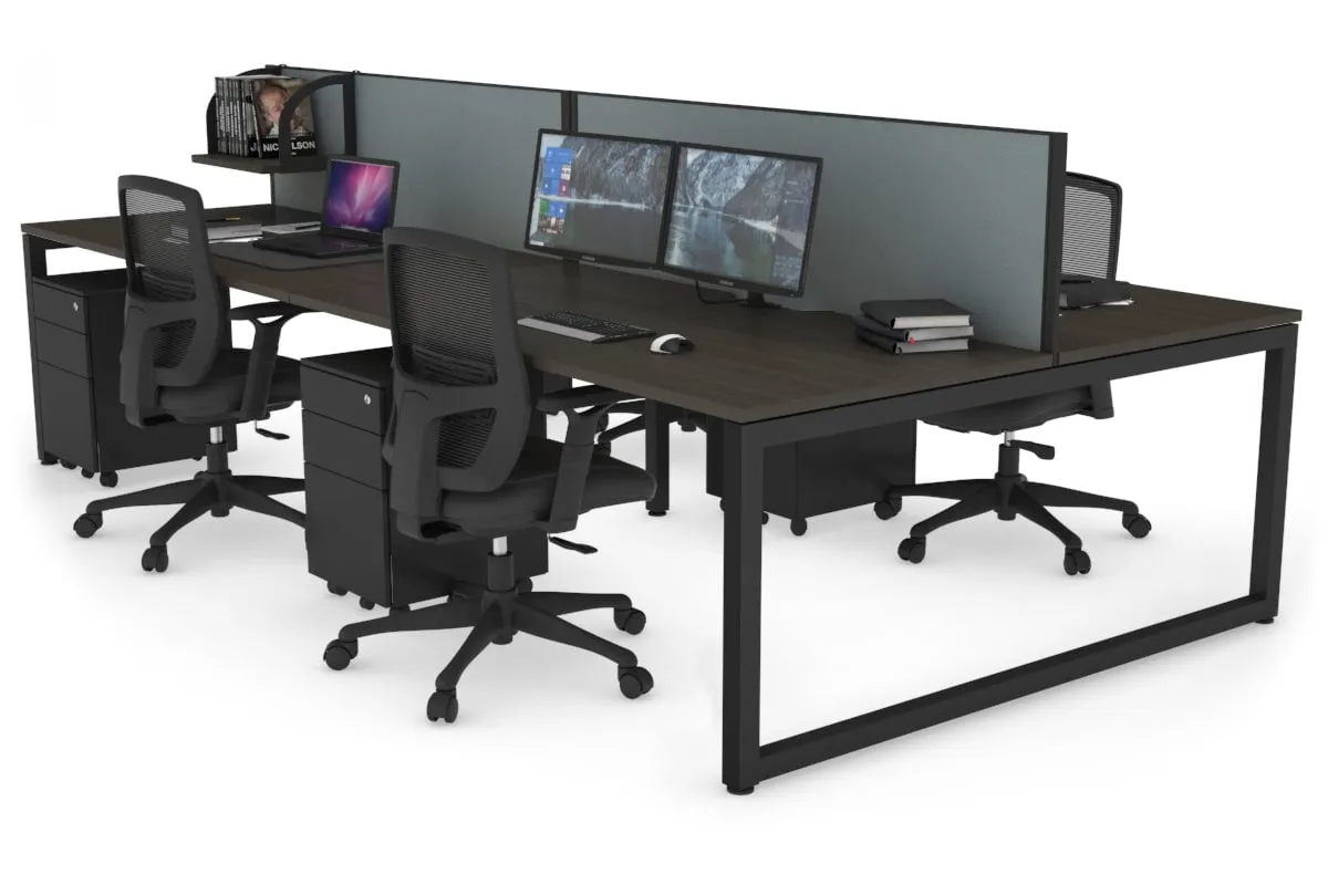 Quadro Loop Legs 4 Person Office Workstation [1400L x 800W with Cable Scallop]