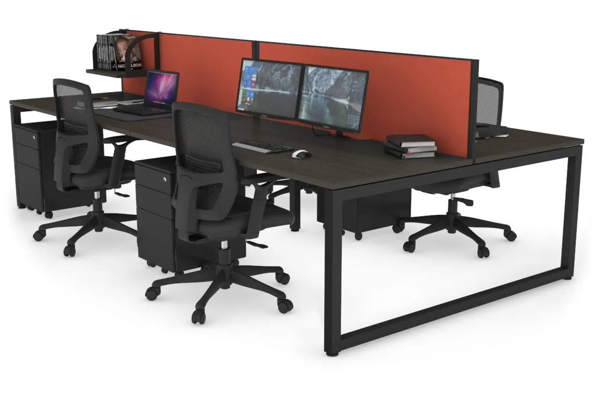 Quadro Loop Legs 4 Person Office Workstation [1400L x 800W with Cable Scallop]