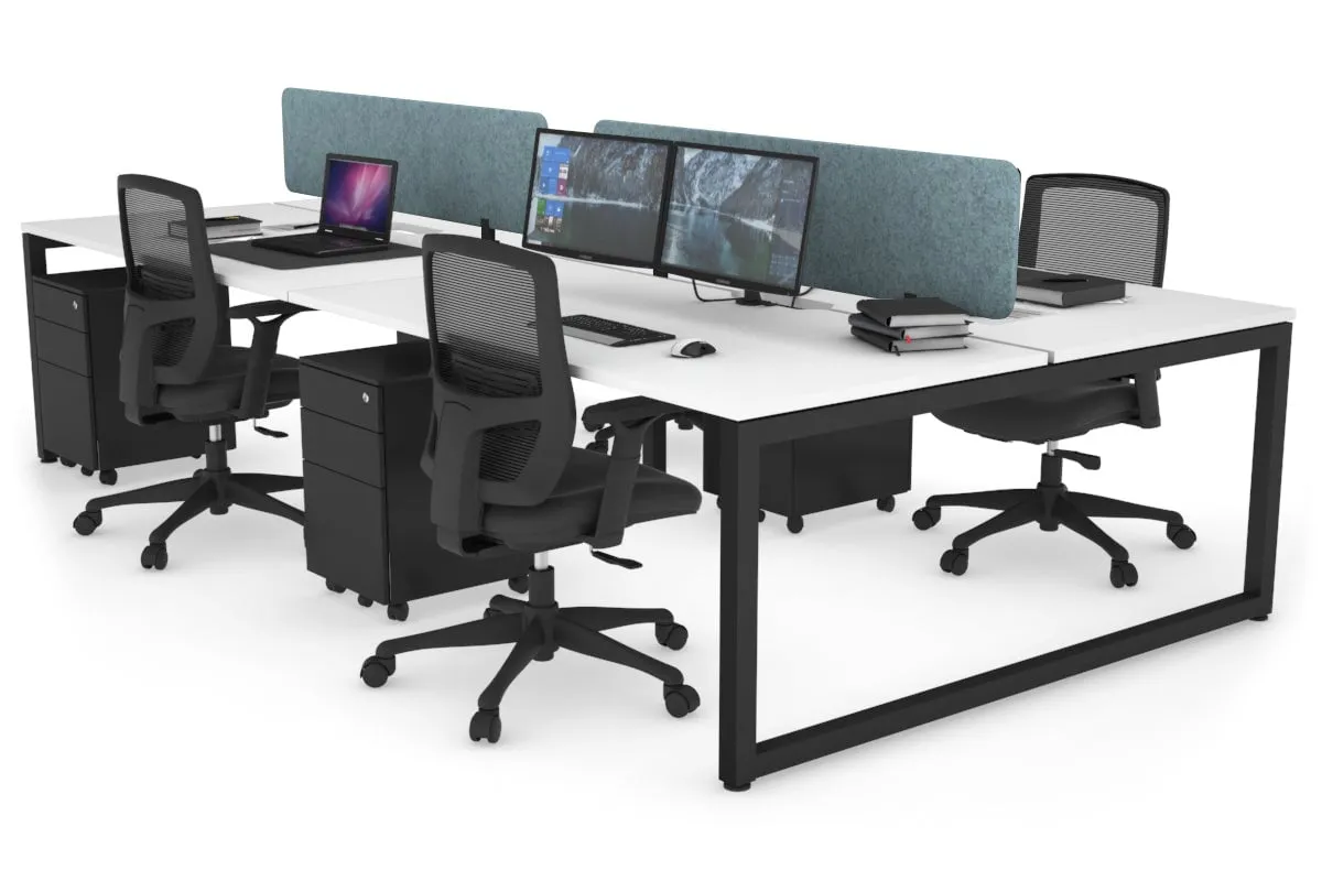 Quadro Loop Legs 4 Person Office Workstation [1400L x 800W with Cable Scallop]