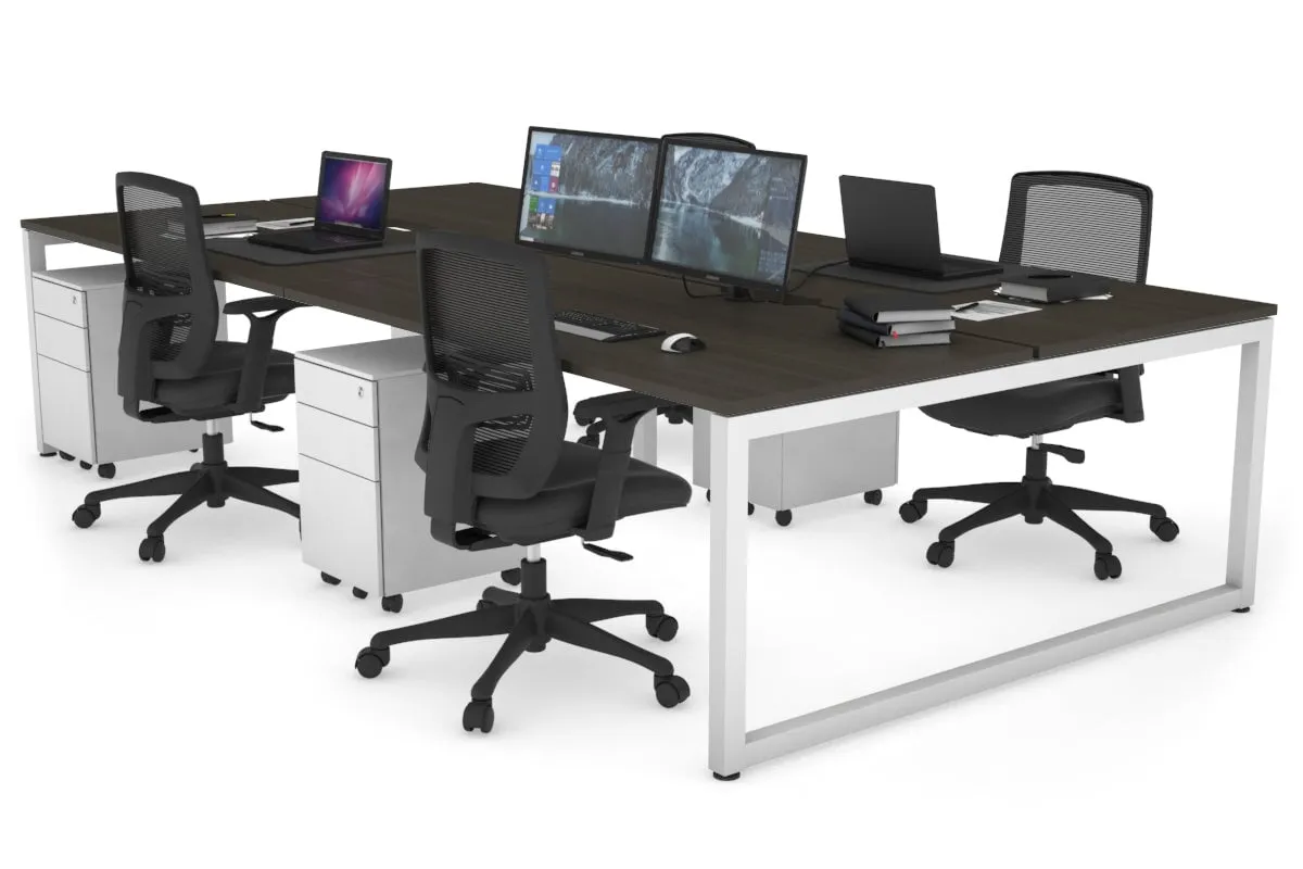 Quadro Loop Legs 4 Person Office Workstation [1400L x 800W with Cable Scallop]