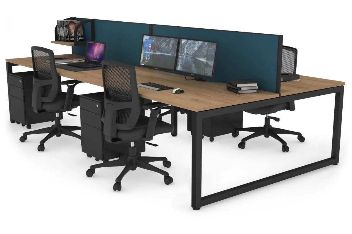 Quadro Loop Legs 4 Person Office Workstation [1400L x 800W with Cable Scallop]