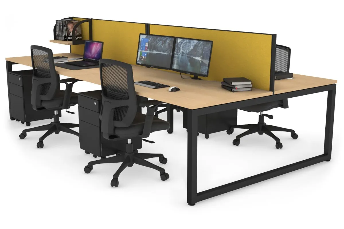 Quadro Loop Legs 4 Person Office Workstation [1400L x 800W with Cable Scallop]