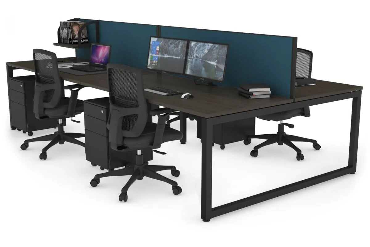 Quadro Loop Legs 4 Person Office Workstation [1400L x 800W with Cable Scallop]