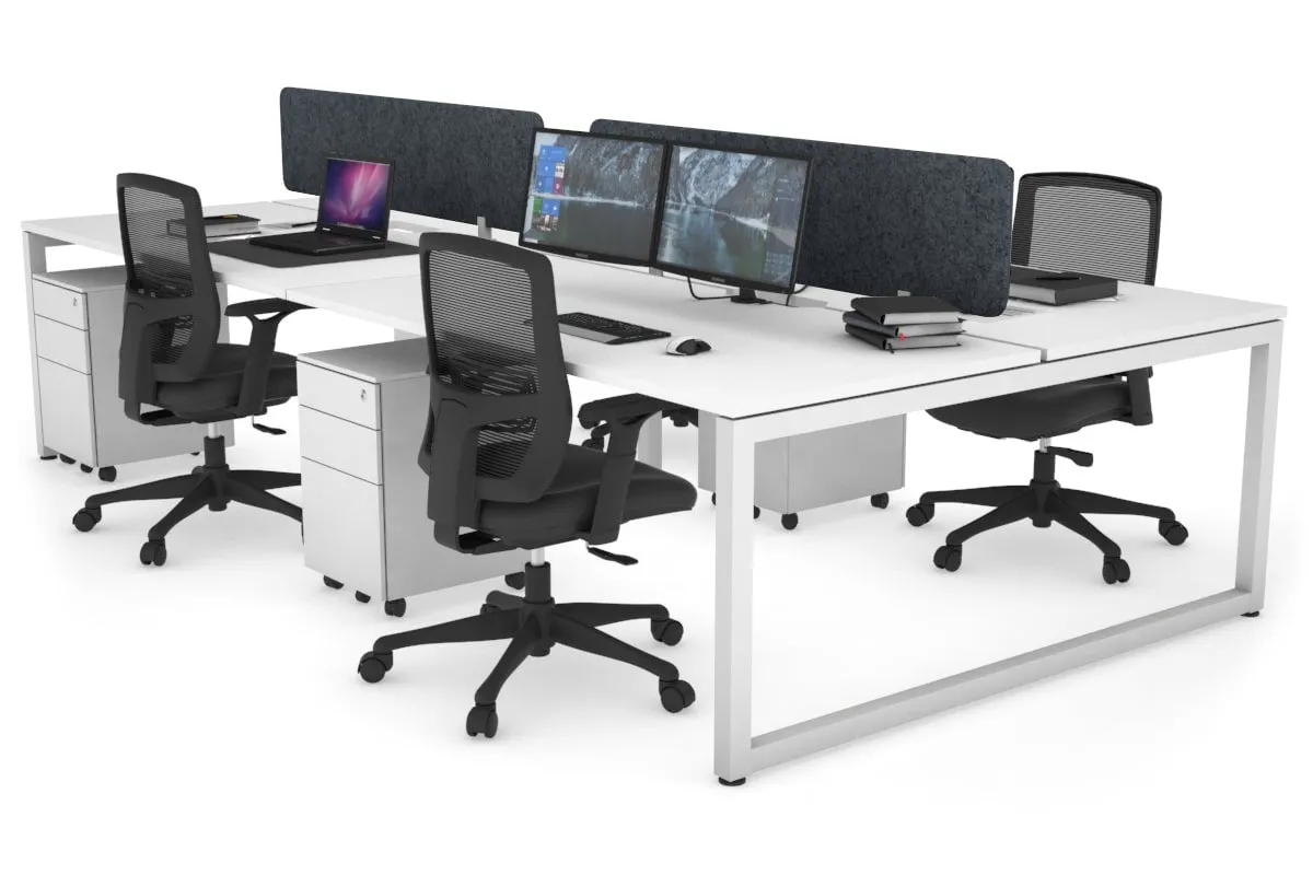 Quadro Loop Legs 4 Person Office Workstation [1400L x 800W with Cable Scallop]