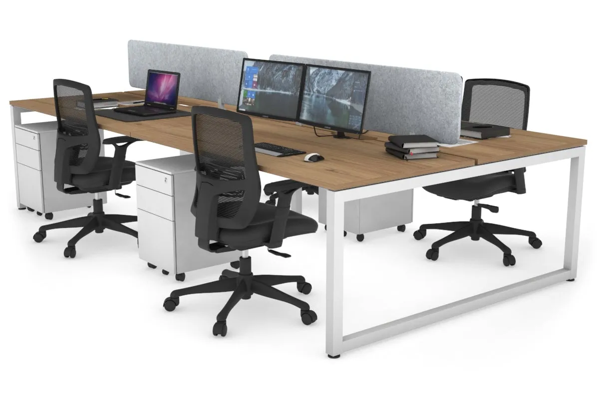 Quadro Loop Legs 4 Person Office Workstation [1400L x 800W with Cable Scallop]