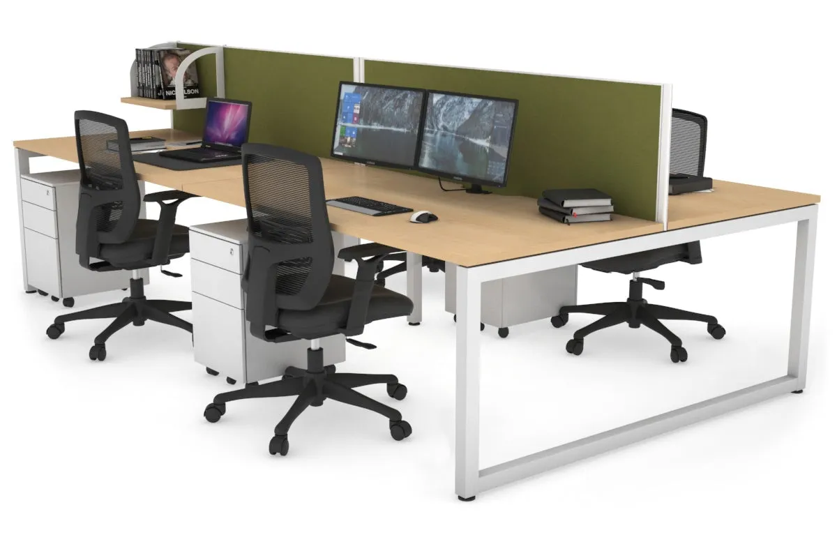 Quadro Loop Legs 4 Person Office Workstation [1400L x 800W with Cable Scallop]