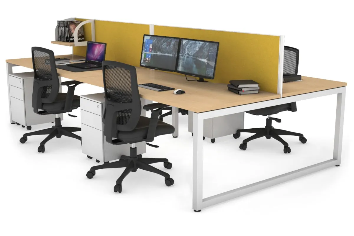 Quadro Loop Legs 4 Person Office Workstation [1400L x 800W with Cable Scallop]