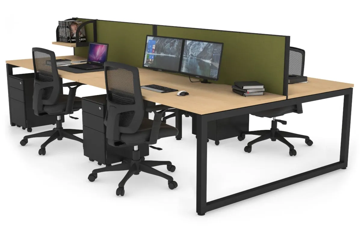 Quadro Loop Legs 4 Person Office Workstation [1400L x 800W with Cable Scallop]