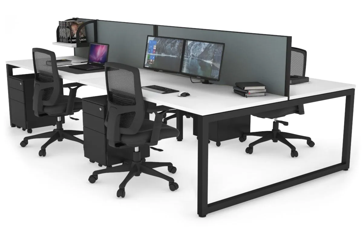 Quadro Loop Legs 4 Person Office Workstation [1400L x 800W with Cable Scallop]