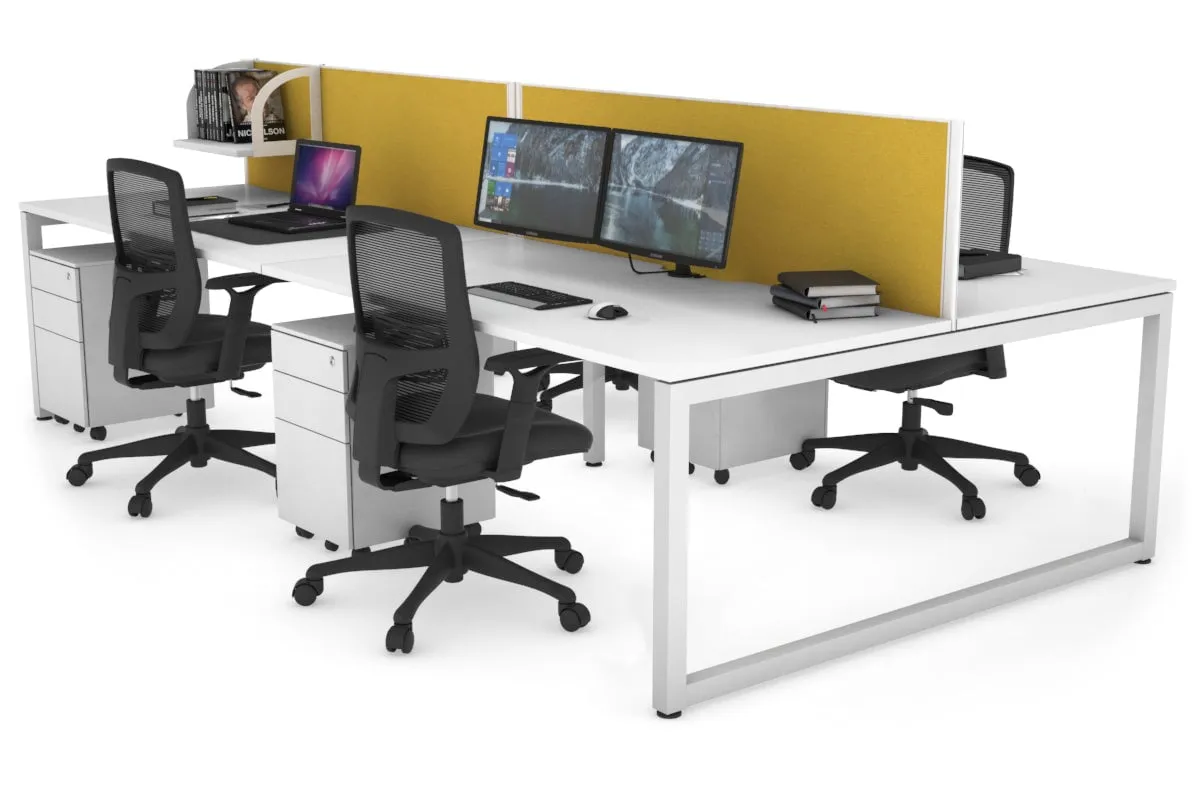 Quadro Loop Legs 4 Person Office Workstation [1400L x 800W with Cable Scallop]