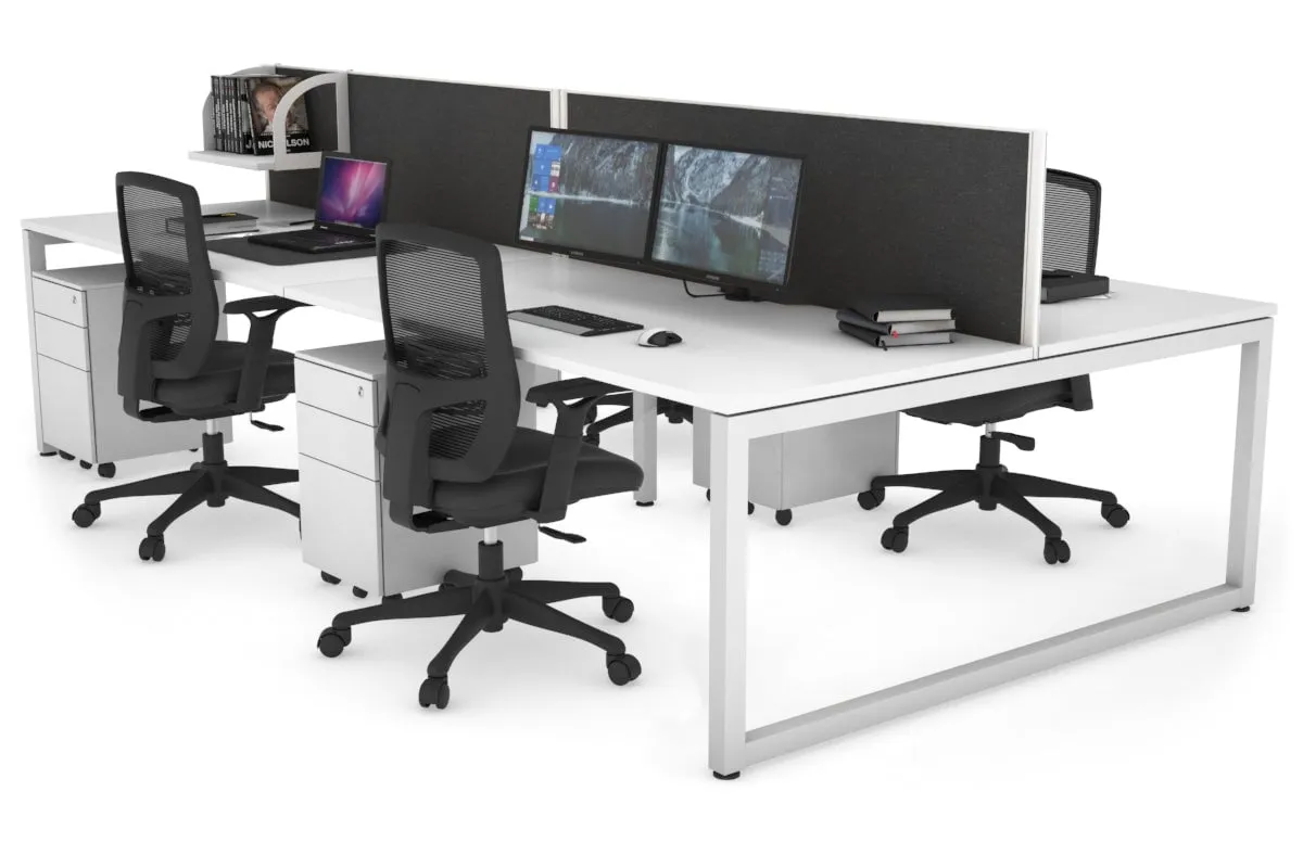 Quadro Loop Legs 4 Person Office Workstation [1400L x 800W with Cable Scallop]