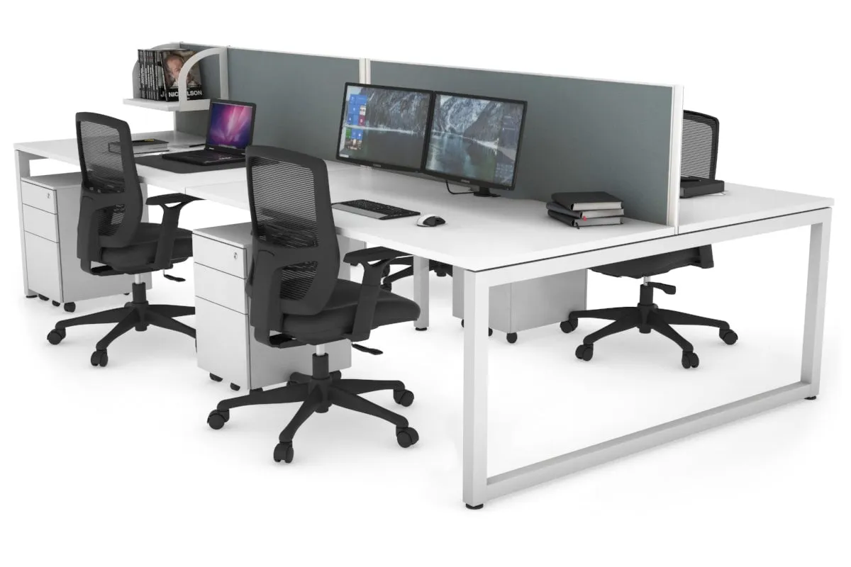 Quadro Loop Legs 4 Person Office Workstation [1400L x 800W with Cable Scallop]