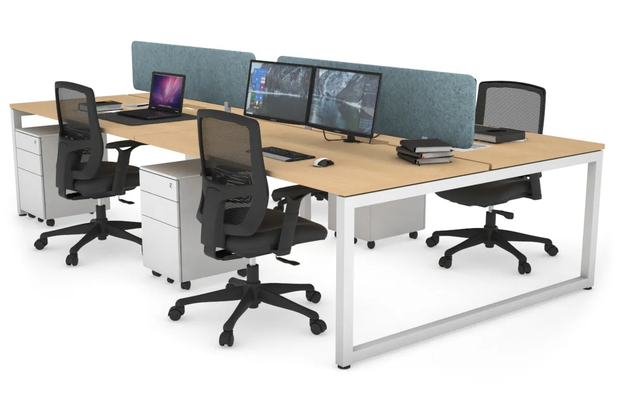 Quadro Loop Legs 4 Person Office Workstation [1400L x 800W with Cable Scallop]