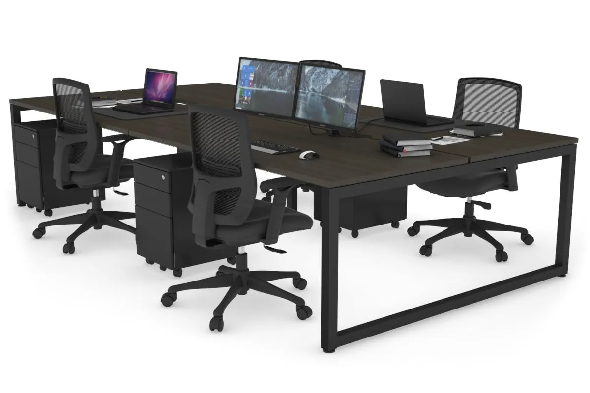 Quadro Loop Legs 4 Person Office Workstation [1400L x 800W with Cable Scallop]