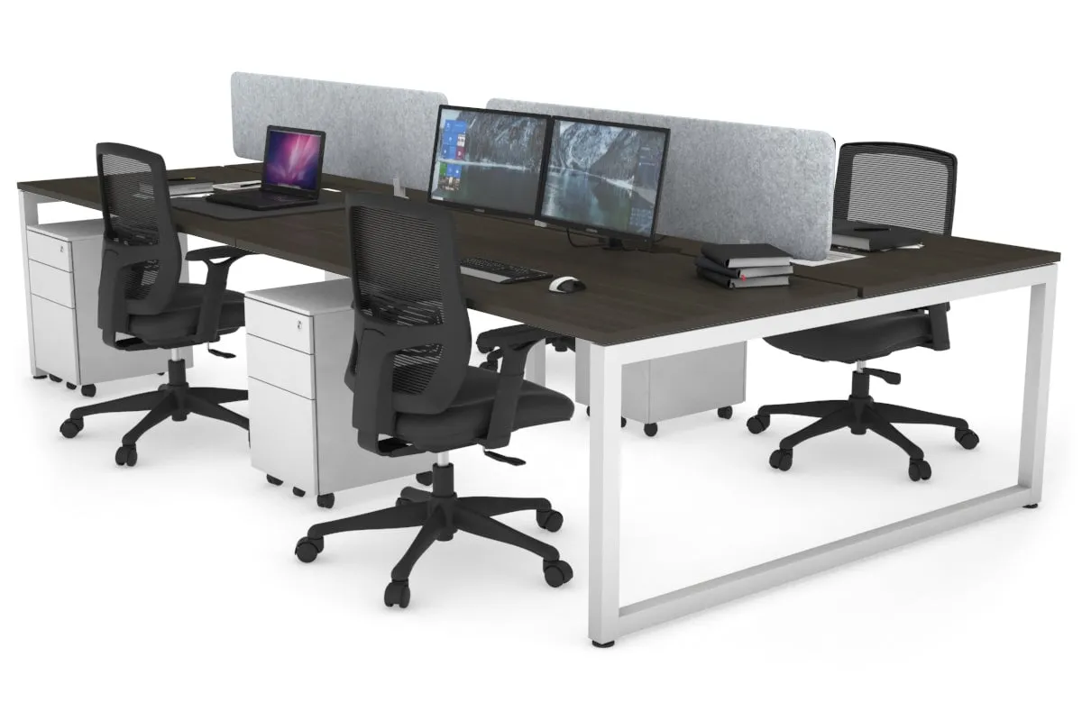 Quadro Loop Legs 4 Person Office Workstation [1400L x 800W with Cable Scallop]