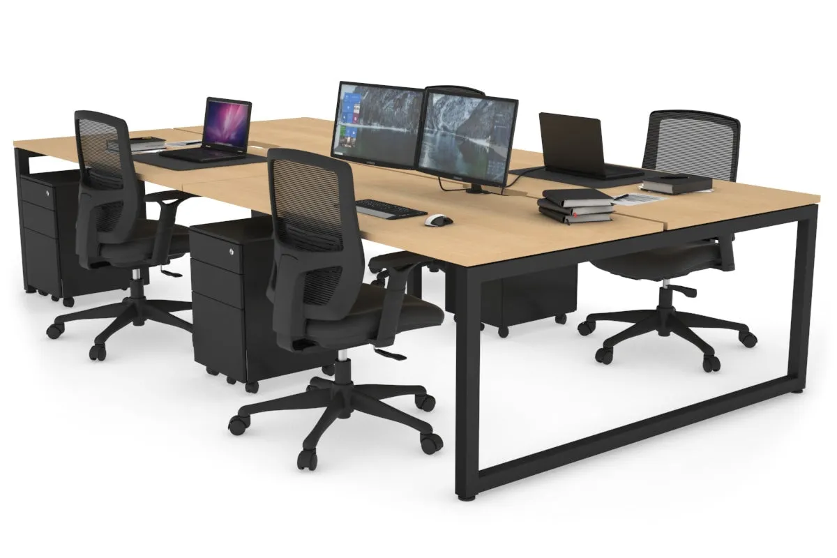 Quadro Loop Legs 4 Person Office Workstation [1400L x 800W with Cable Scallop]