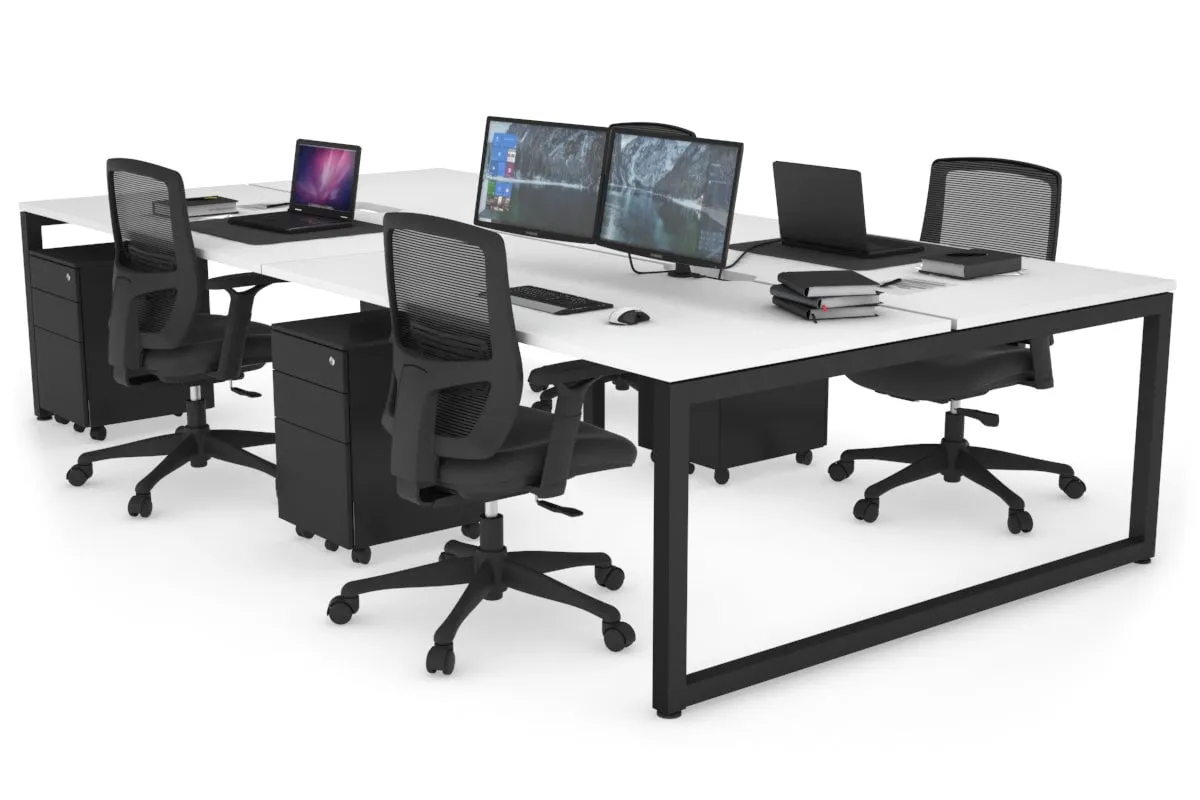 Quadro Loop Legs 4 Person Office Workstation [1400L x 800W with Cable Scallop]