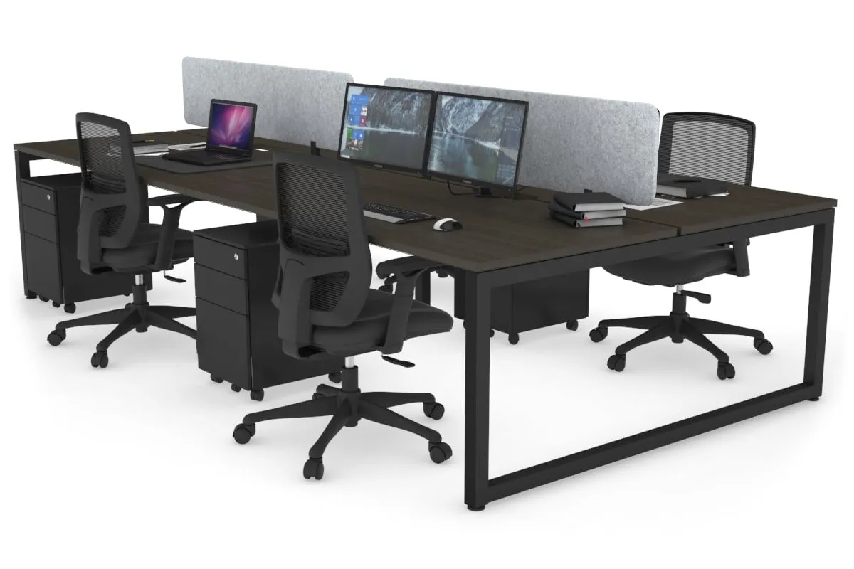 Quadro Loop Legs 4 Person Office Workstation [1400L x 800W with Cable Scallop]