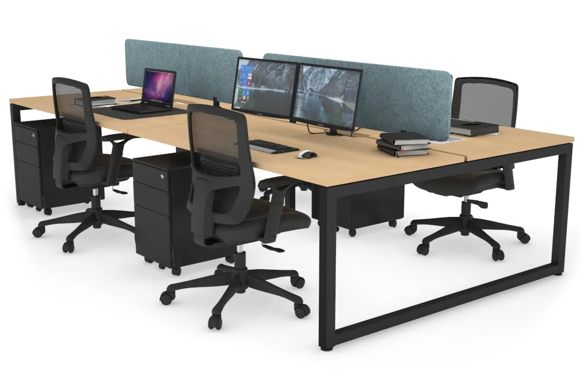 Quadro Loop Legs 4 Person Office Workstation [1400L x 800W with Cable Scallop]