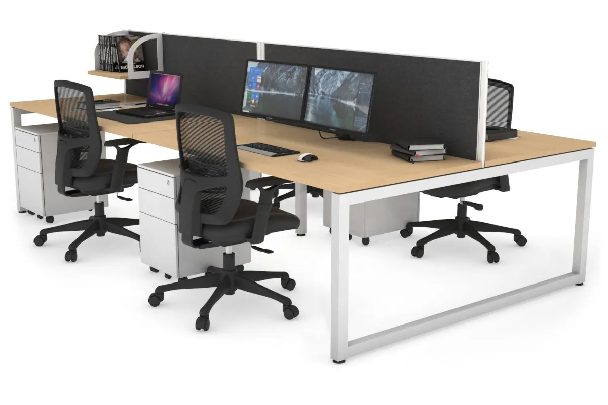 Quadro Loop Legs 4 Person Office Workstation [1400L x 800W with Cable Scallop]