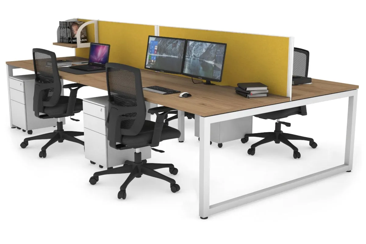 Quadro Loop Legs 4 Person Office Workstation [1400L x 800W with Cable Scallop]