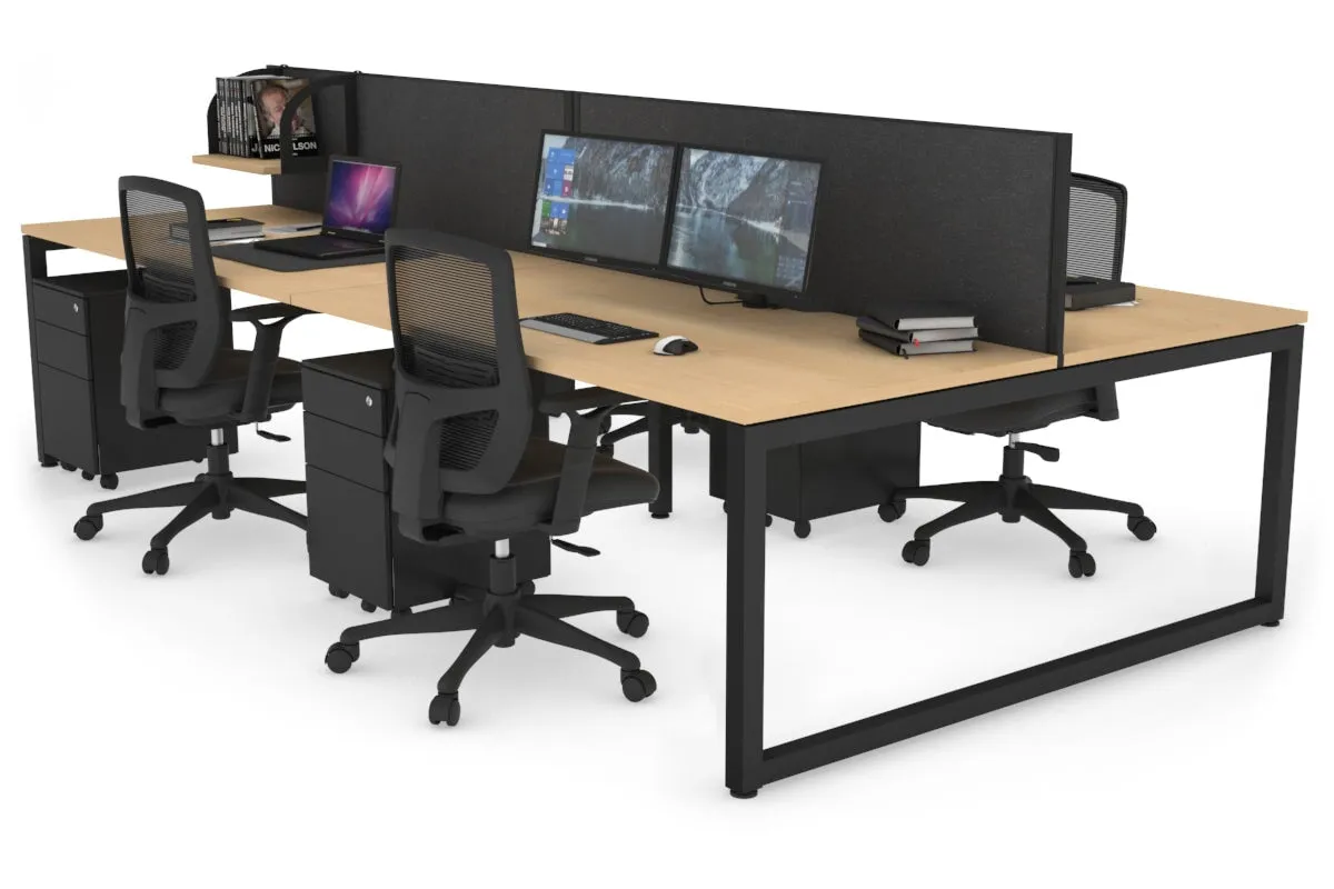 Quadro Loop Legs 4 Person Office Workstation [1400L x 800W with Cable Scallop]