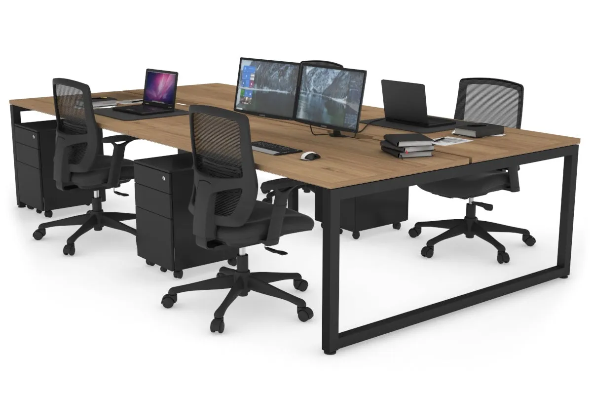 Quadro Loop Legs 4 Person Office Workstation [1400L x 800W with Cable Scallop]