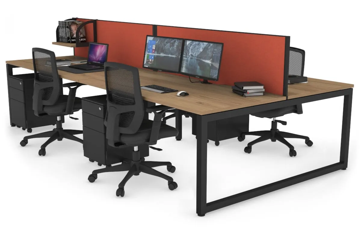 Quadro Loop Legs 4 Person Office Workstation [1400L x 800W with Cable Scallop]