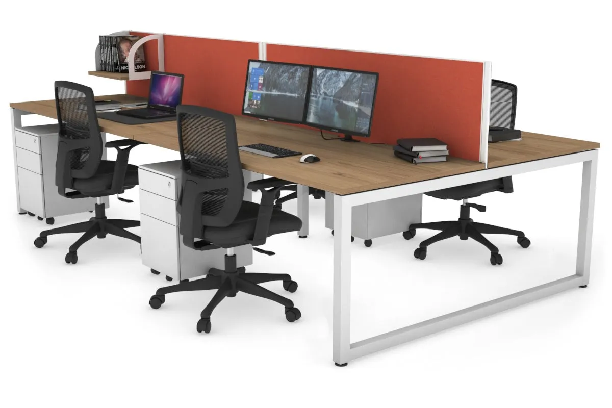 Quadro Loop Legs 4 Person Office Workstation [1400L x 800W with Cable Scallop]