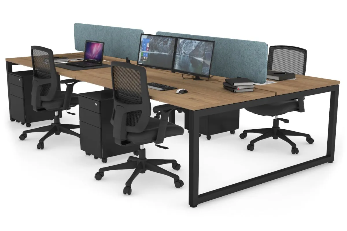 Quadro Loop Legs 4 Person Office Workstation [1400L x 800W with Cable Scallop]