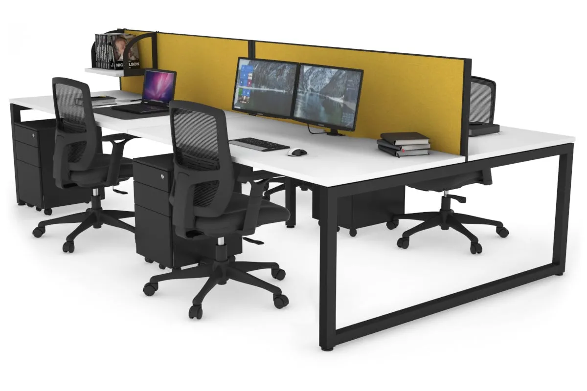 Quadro Loop Legs 4 Person Office Workstation [1400L x 800W with Cable Scallop]