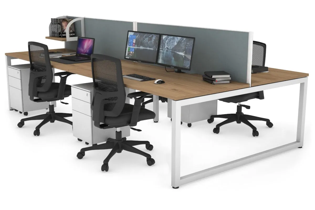 Quadro Loop Legs 4 Person Office Workstation [1400L x 800W with Cable Scallop]