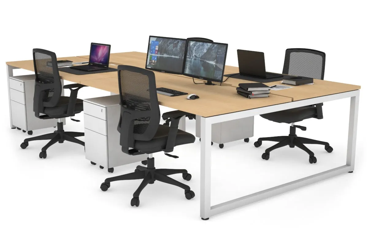 Quadro Loop Legs 4 Person Office Workstation [1400L x 800W with Cable Scallop]