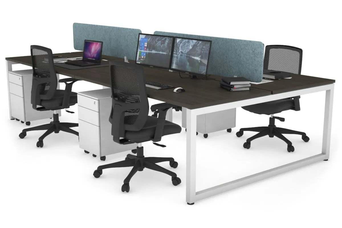 Quadro Loop Legs 4 Person Office Workstation [1400L x 800W with Cable Scallop]