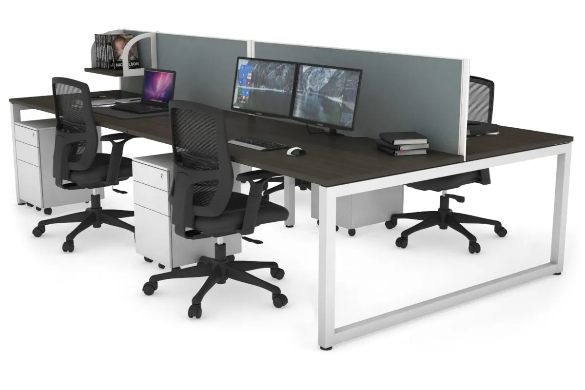 Quadro Loop Legs 4 Person Office Workstation [1400L x 800W with Cable Scallop]