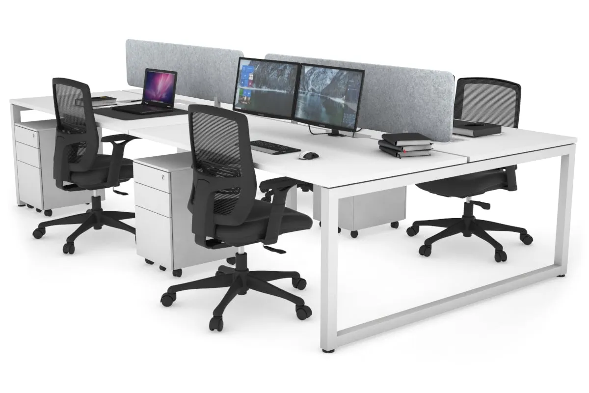 Quadro Loop Legs 4 Person Office Workstation [1400L x 800W with Cable Scallop]