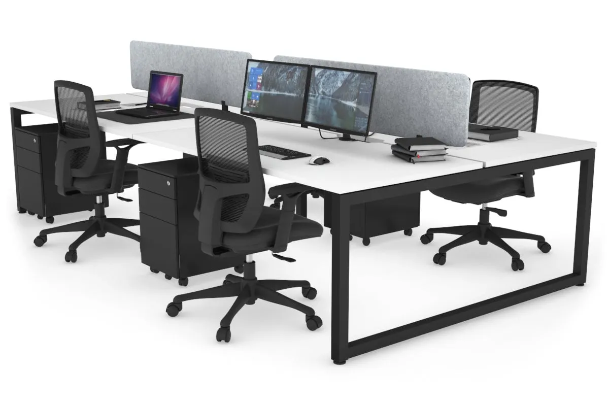 Quadro Loop Legs 4 Person Office Workstation [1400L x 800W with Cable Scallop]