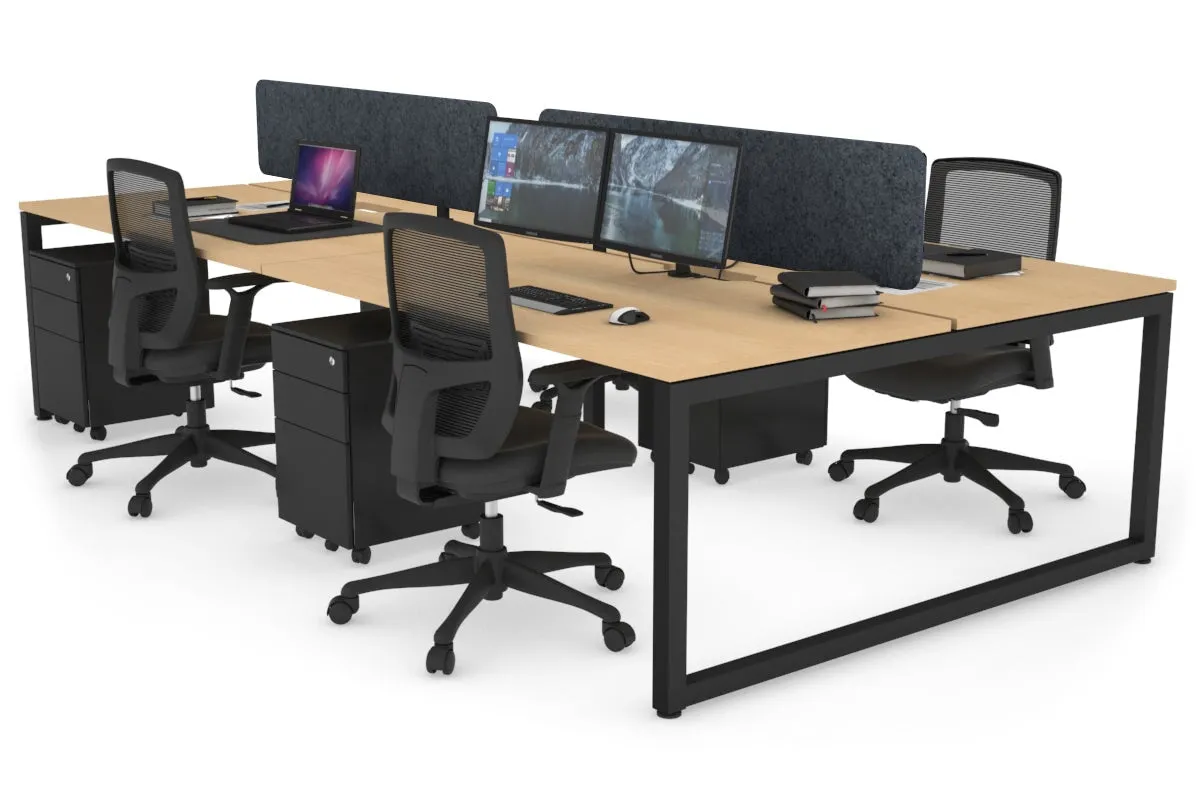 Quadro Loop Legs 4 Person Office Workstation [1400L x 800W with Cable Scallop]