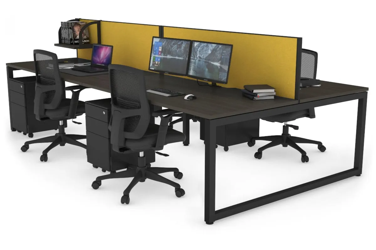 Quadro Loop Legs 4 Person Office Workstation [1400L x 800W with Cable Scallop]