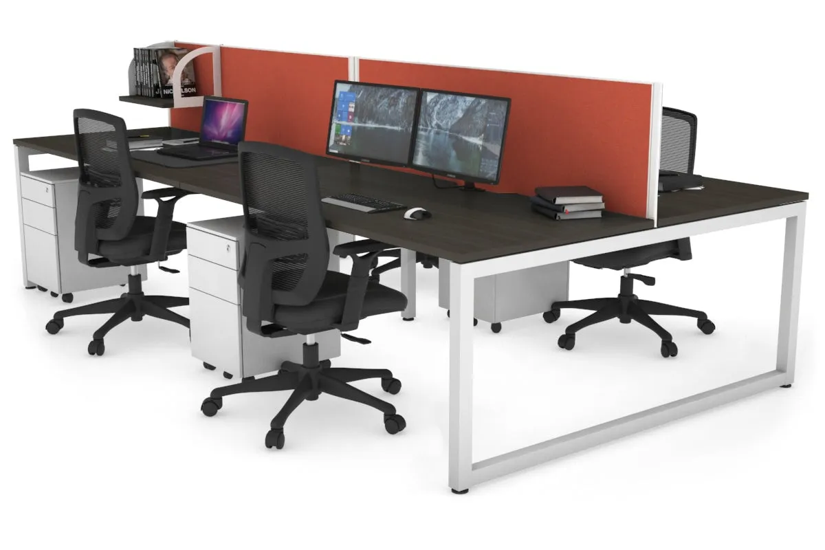 Quadro Loop Legs 4 Person Office Workstation [1400L x 800W with Cable Scallop]