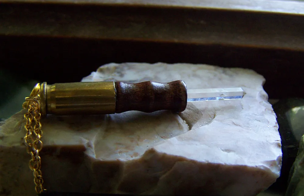 Quartz Crystal Boxwood Mini Wand Bullet Jewelry Necklace Pendant