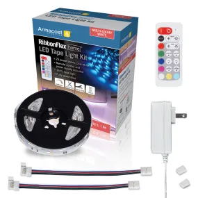 RibbonFlex Home Multi-Color White LED Tape Light Kit with Remote, 16 ft. (5m), 120V