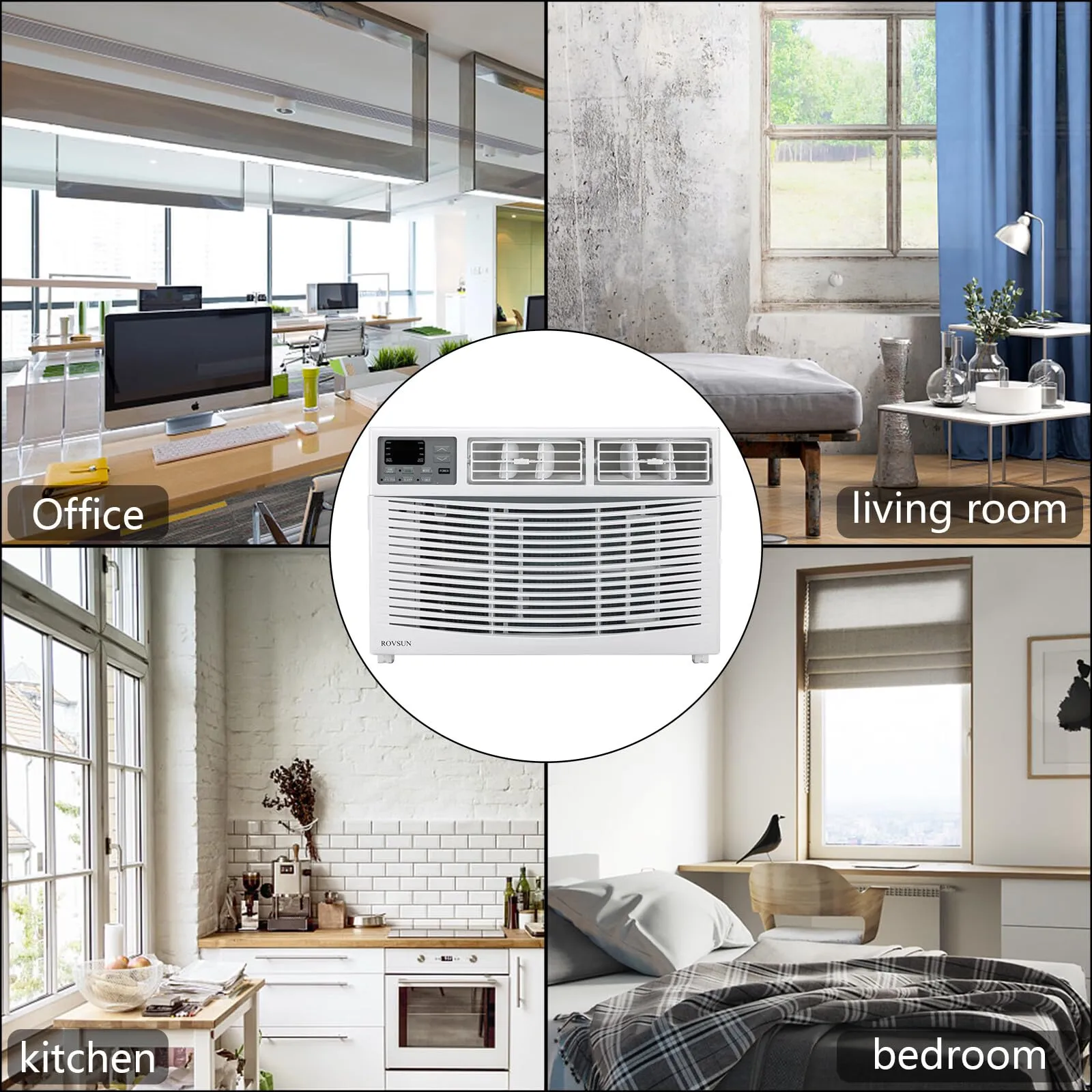 ROVSUN 12000 BTU Air Conditioner Window Unit, 3-in-1 Window AC Unit Cooler, Dehumidifier & Fan with Timer, Remote Control & Installation Kit, Cooling Rooms up to 550 Sq. Ft, 115V/60Hz, White & Grey