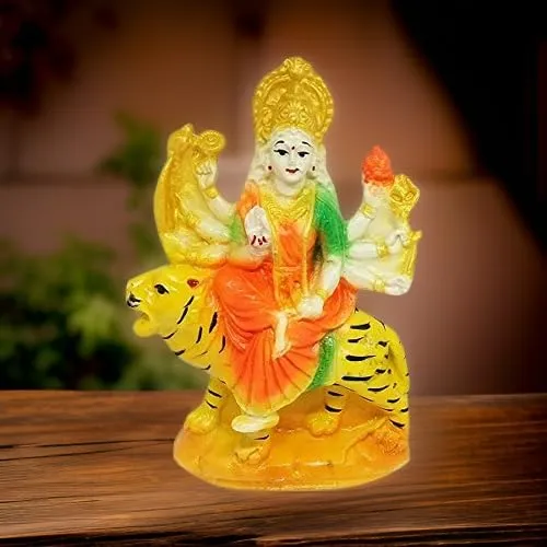 Salvus App Solutions God Maa Durga Devi Murti Handicraft Marble Statue | Sherawali MATA Rani Showpiece Figurine Religious Murti for Home| Office