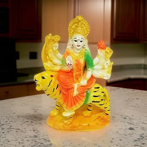 Salvus App Solutions God Maa Durga Devi Murti Handicraft Marble Statue | Sherawali MATA Rani Showpiece Figurine Religious Murti for Home| Office