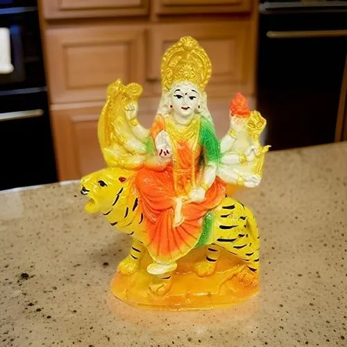 Salvus App Solutions God Maa Durga Devi Murti Handicraft Marble Statue | Sherawali MATA Rani Showpiece Figurine Religious Murti for Home| Office