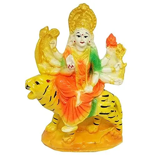 Salvus App Solutions God Maa Durga Devi Murti Handicraft Marble Statue | Sherawali MATA Rani Showpiece Figurine Religious Murti for Home| Office