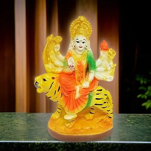 Salvus App Solutions God Maa Durga Devi Murti Handicraft Marble Statue | Sherawali MATA Rani Showpiece Figurine Religious Murti for Home| Office