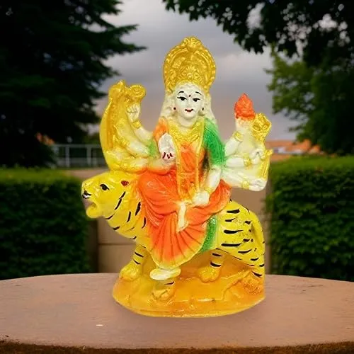 Salvus App Solutions God Maa Durga Devi Murti Handicraft Marble Statue | Sherawali MATA Rani Showpiece Figurine Religious Murti for Home| Office