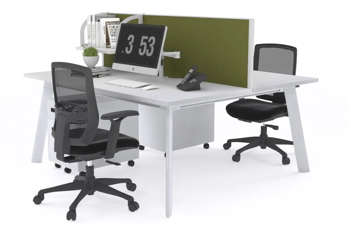 Switch - 2 Person Workstation White Frame [1200L x 700W]